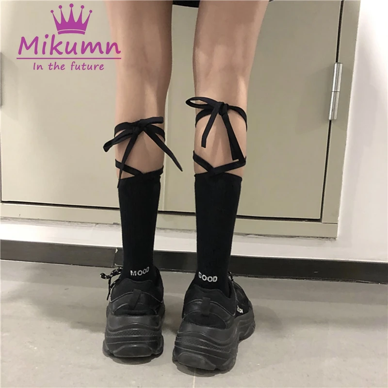 Носки женские х/б однотонные на шнуровке 6 цветов|Носки| |