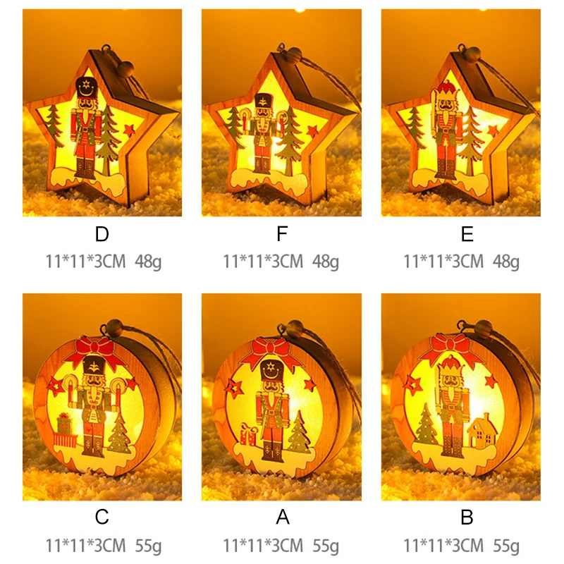 

Cartoon Wooden Walnut Soldier Pendant With Lamp Exquisite Craftsmanship for Christmas Decoration B88