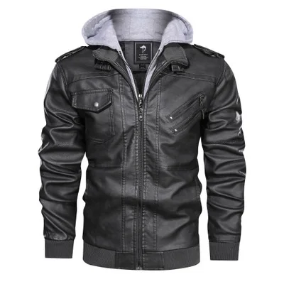 

Leather jacket men's slim zipper Pu jacket autumn men's leather jacket black