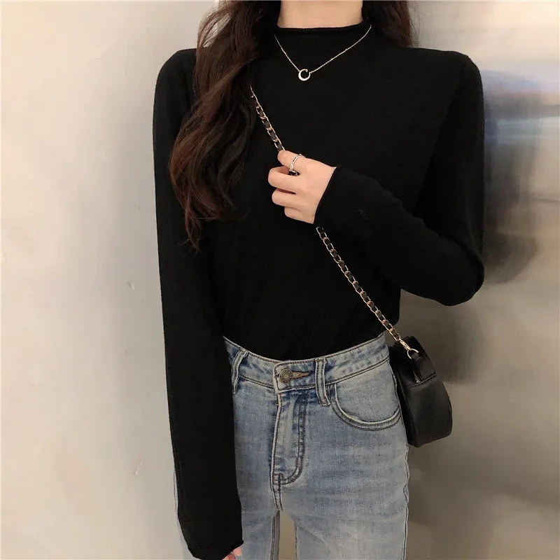 

Lucyever Korean Lazy Knitted Sweaters Women 2020 Autumn Turtleneck Sweet Pullovers Woman Fashion Slim Long Sleeve Jumper Tops
