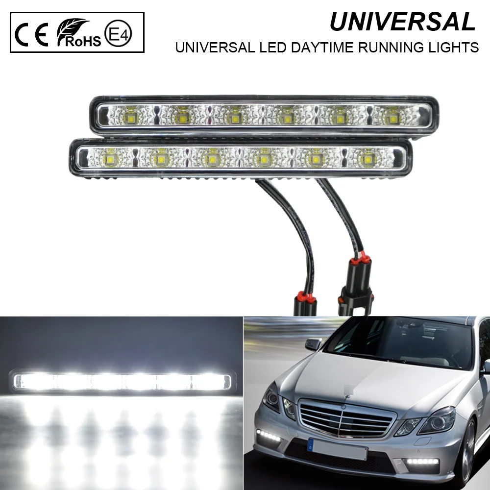 

Пара водонепроницаемых универсальных автомобисветодиодный светодиодных ходовых огней высокой мощности, белого цвета, 12 В, 6000 К, 10 Вт, ДХО