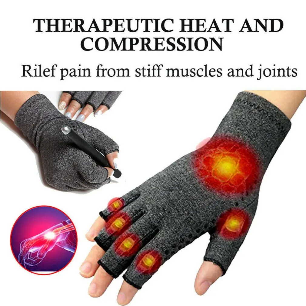

1 Pair S/M/L Arthritis Compression Gloves Non-slip Breathable Health Care Half Finger Gloves Rehabilitation Training