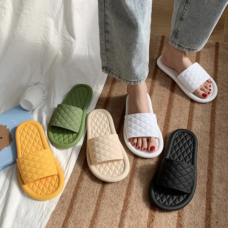 

Slippers Female Summer Home Indoor Bathroom Cute Female Soft Bottom Morandi Color Four Seasons Sandals Slippers for Outer Wear