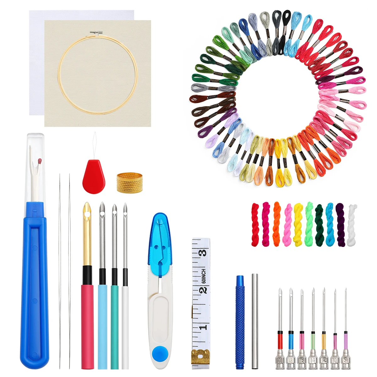 4 стиля набор игл для пробивки Новое поступление игла вышивка с 50 цветными нитями