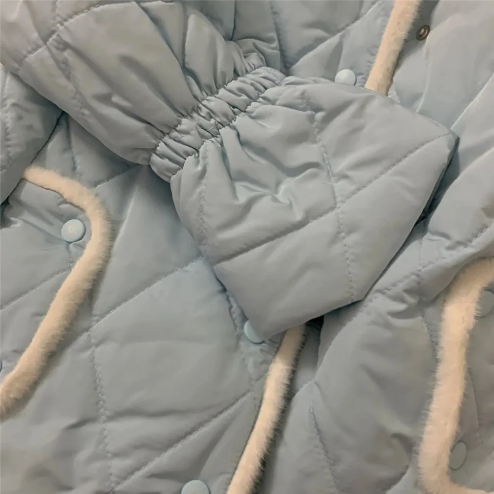 Плюшевое Стеганое пальто в клетку с расклешенными рукавами милое хлопковое