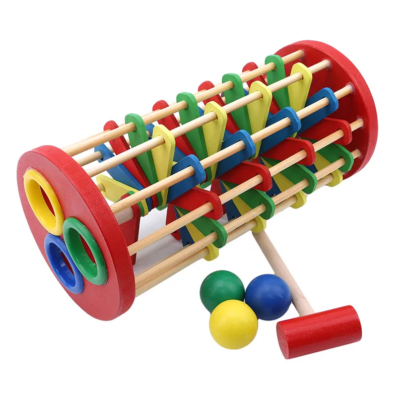 

Colorful Wooden Knock Ball Ladder Toy Roll Wooden Tower With Hammer Intelligence Development Toy For Baby Kids Children Gift