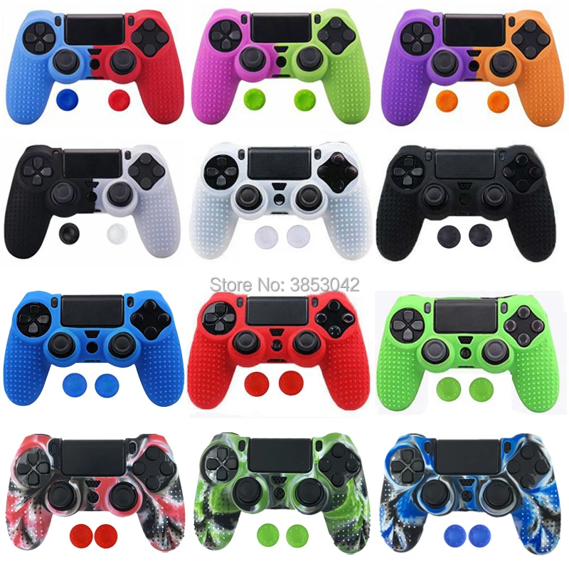 Цветной Противоскользящий силиконовый резиновый чехол для PS4 Dualshock 4 Pro тонкий контроллер с бесплатным силиконовый захват большого пальца