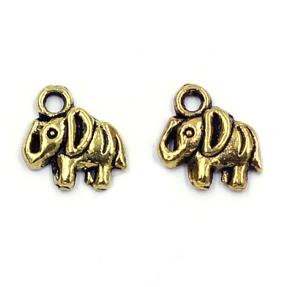 

30Pcs Pendants Elephant Animal Metal Gold Tone For Charms Bracelets Jewelry DIY Finding 11x11mm