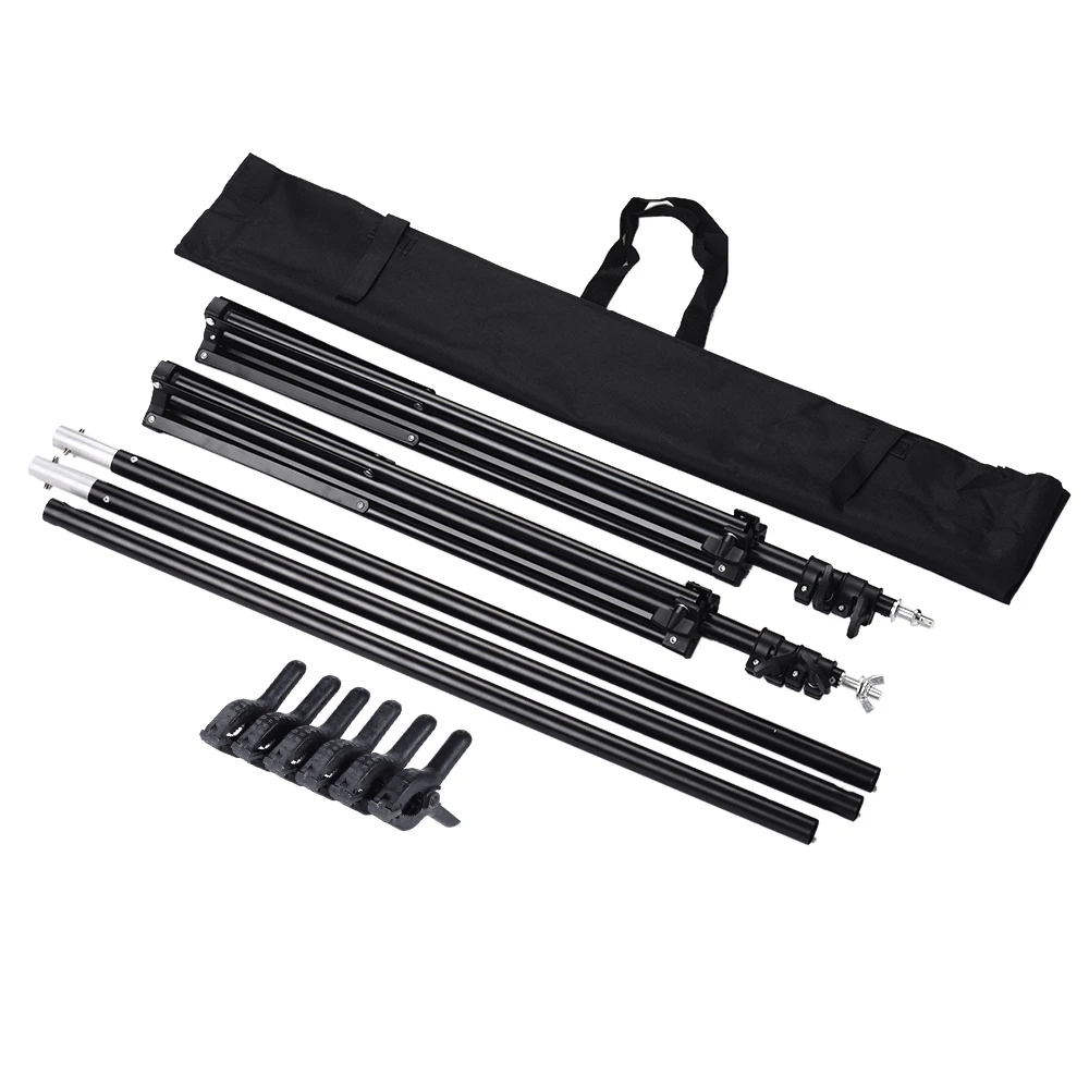 

200 * 200cm Photography Studio Background Aluminium Alloy Adjustable Backdrop Stand System+Carry Bag for Home Studio Recording