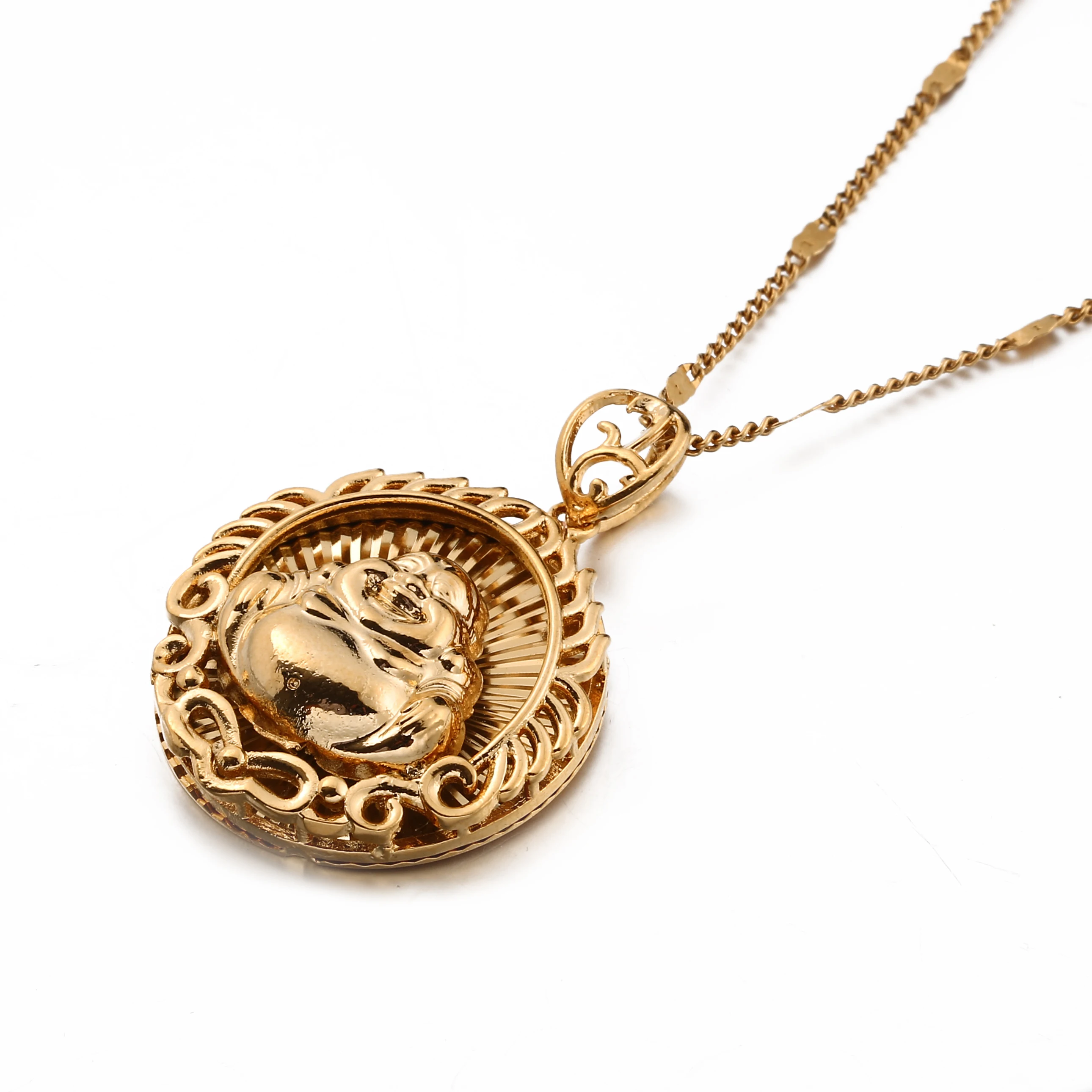 Модное буддистское ожерелье с подвеской Будды Maitreya золотого цвета цепь надписью