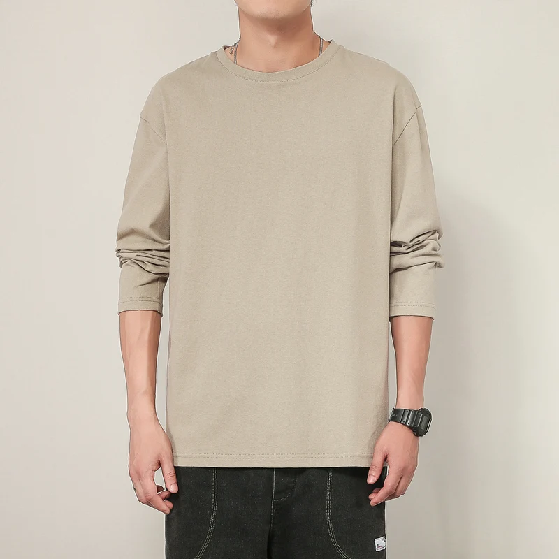

2021 45KG-100KG Autumn New Men's T Shirt Casual Long Sleeve Regular Fit 100% Cotton Soft O-Neck Basic T Shirts 4XL 5XLTops Tees