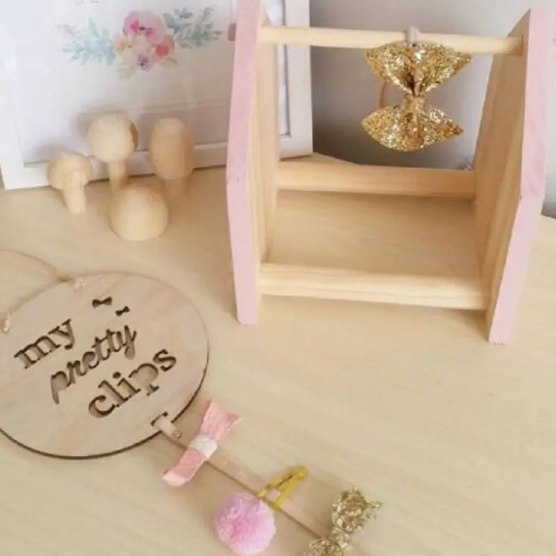 Скандинавский деревянный заколка для волос малышей Вешалка Органайзер стене