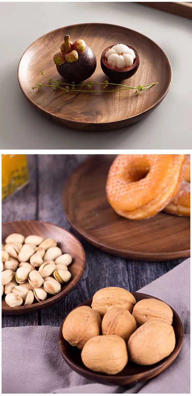 Wood Round Handmade Acacia Plate Tableware Set