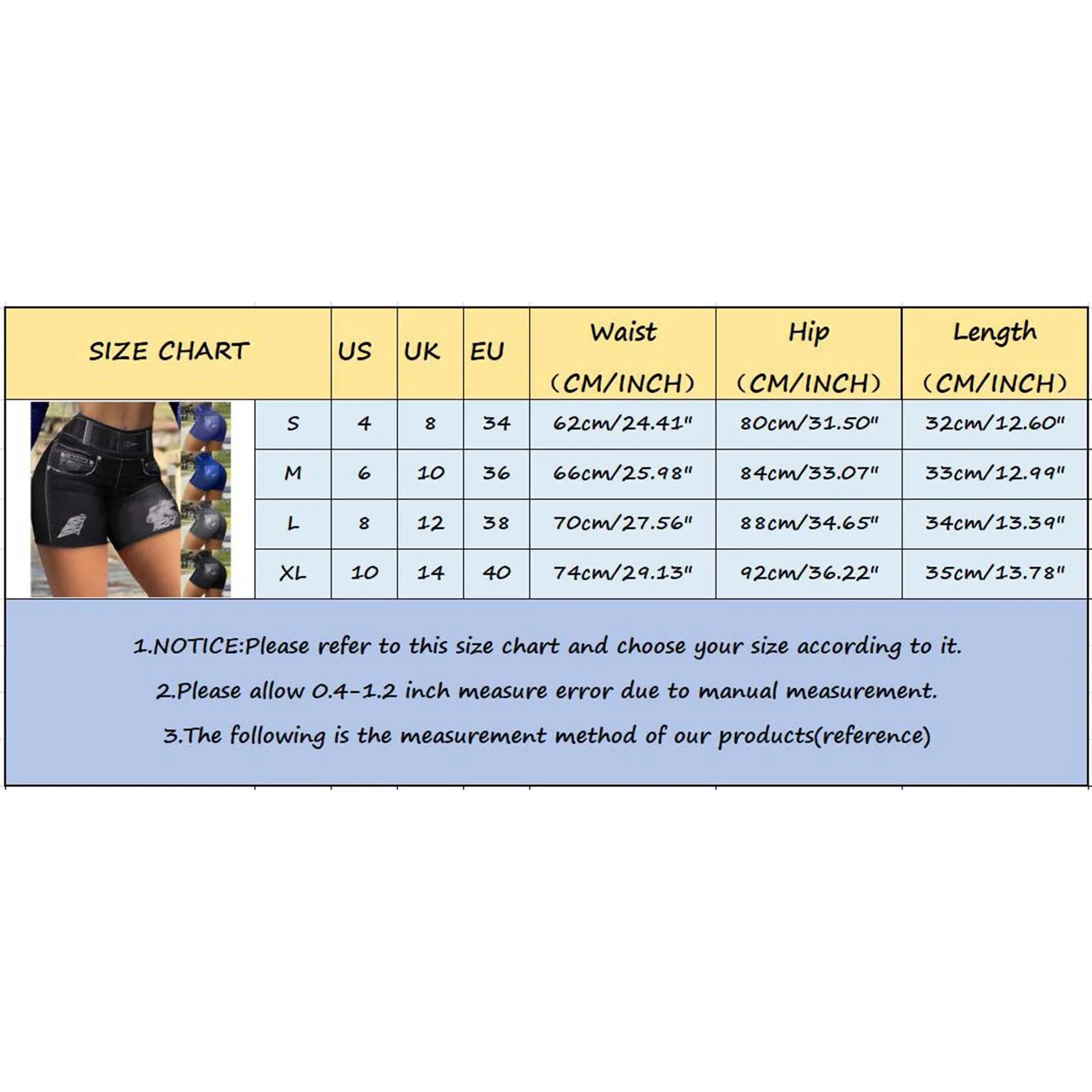 

Trendyland Women's Shorts Ladies Cowboy Printed Denim High Waist Slim Fit Sport Pants Washed Holed Shorts Vintage Streetwear