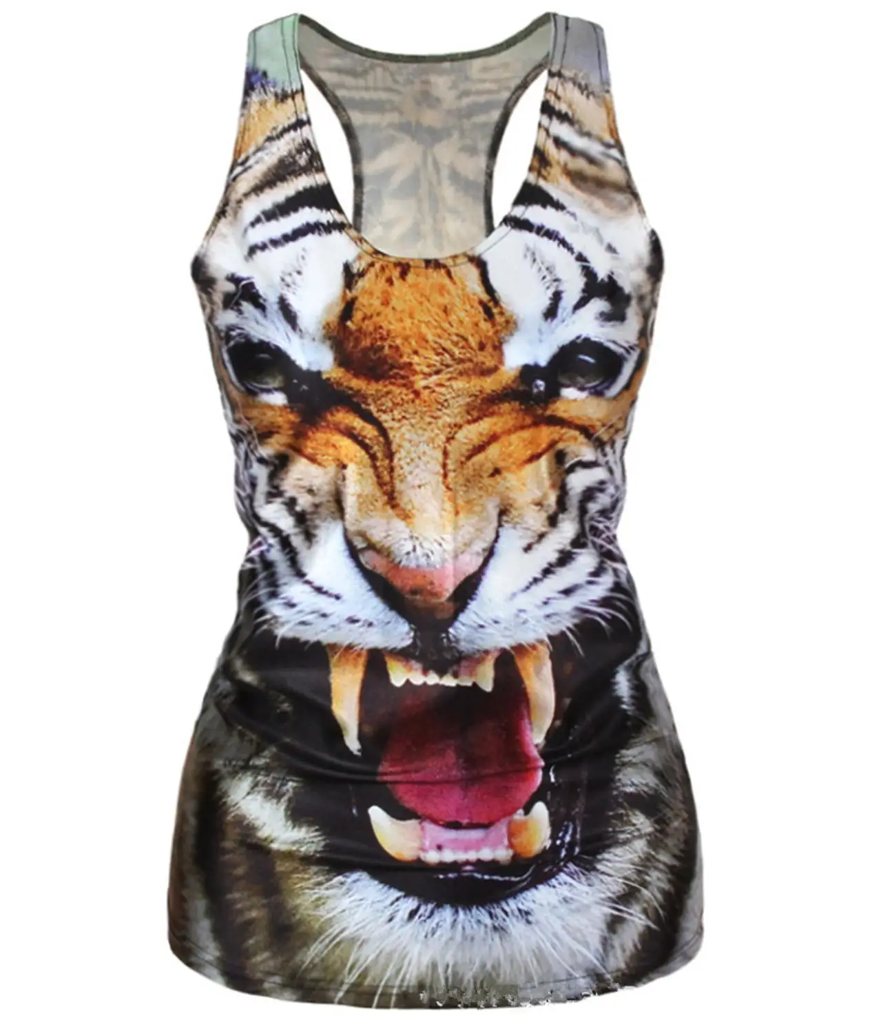 Топ женский эластичный с 3D-принтом Череп галактика тигр | Женская одежда