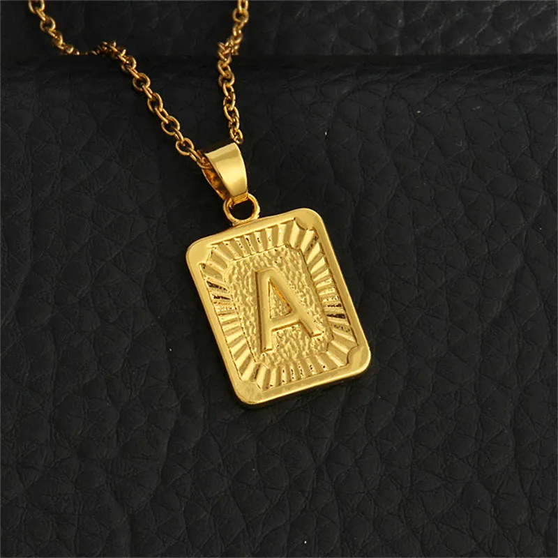 26 ожерелье с буквами A B C D E F G H I J K L M N O P Q R S T U V W X Y Z цепочка из нержавеющей стали ожерелье для мужчин и женщин подарок - Окраска металла: A
