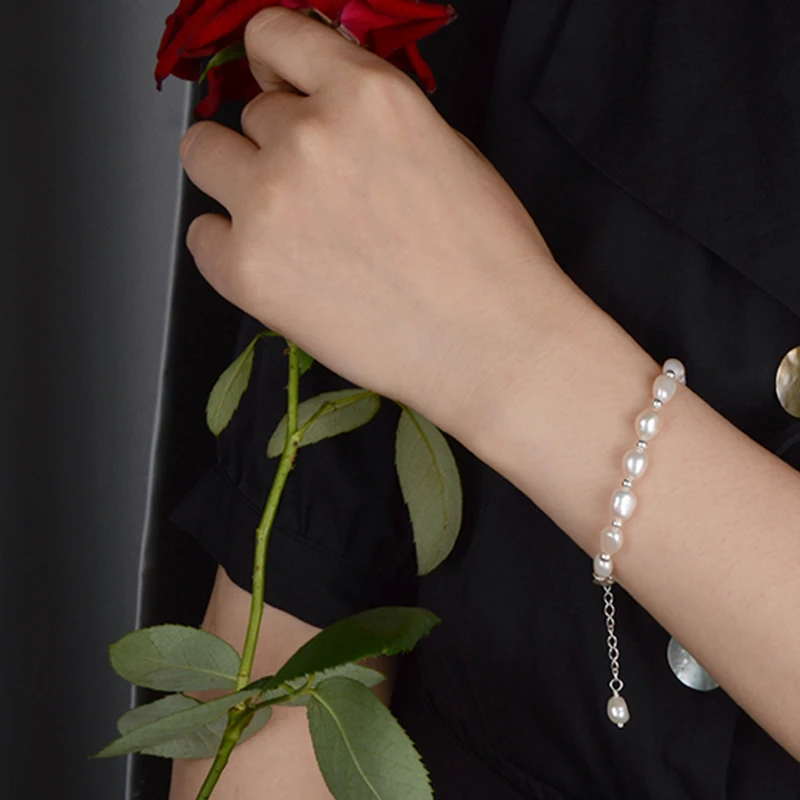 Женский браслет с жемчужными подвесками ASHIQI ювелирное изделие из стерлингового