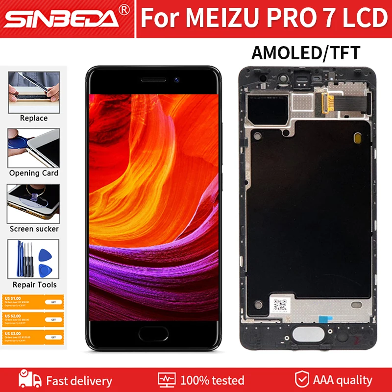 

5.2'' Original AMOLED For Meizu Pro 7 M792H M792Q LCD Display Touch Screen With Frame Digitizer For Meizu Pro7 TFT LCD Screen