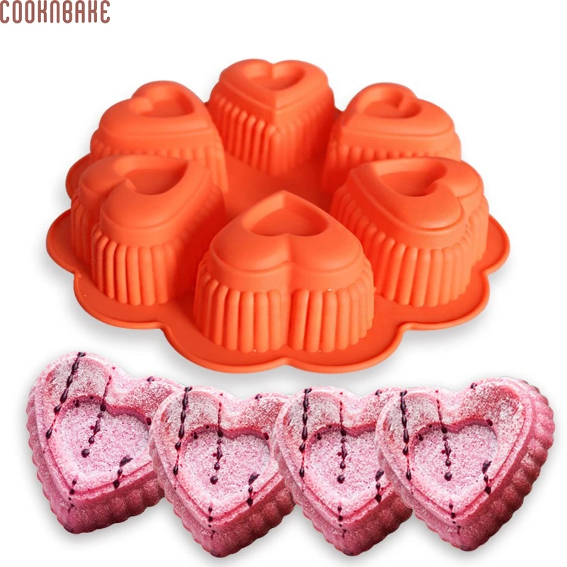 Силиконовая форма для торта COOKNBAKE в форме сердца 6 решеток печенья пудинга мыло
