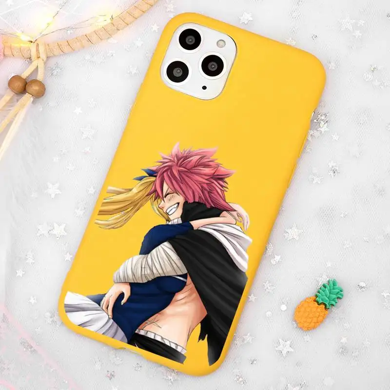 

FAIRY TAIL Anime art Phone Case Candy Color Yellow for iPhone 11 12 pro XS MAX 8 7 6 6S Plus X 5S SE 2020 XR