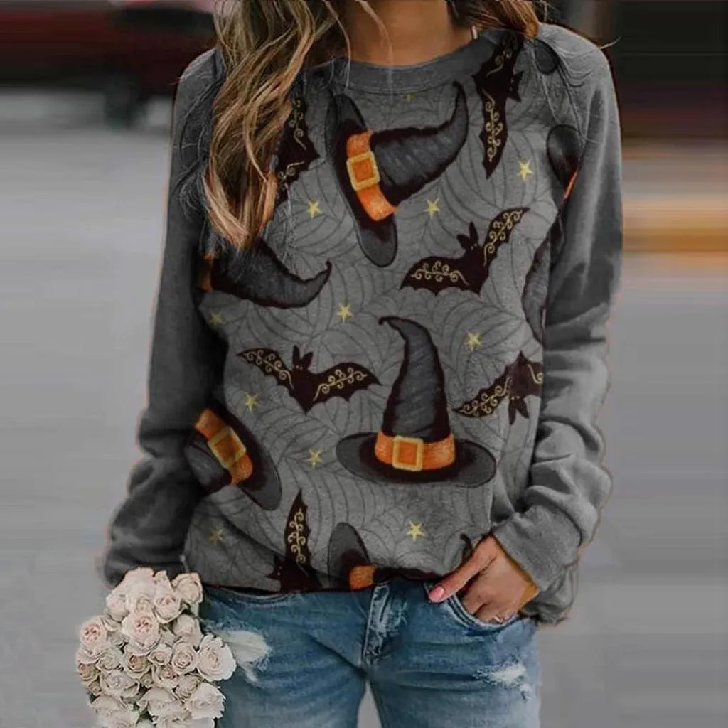 # R40 блузка с символикой Хэллоуина женская рубашка ужас 3D принт вечерние o