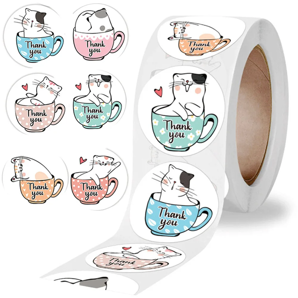 

500PCS Round Stickers Cute Animal Labels Six Patterns One Roll For Candy Bag Gift Box Envelope