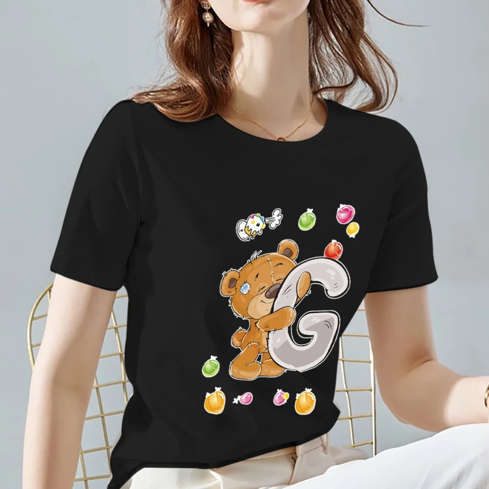 Женская футболка женская одежда черная Повседневная куртка с принтом медведя G