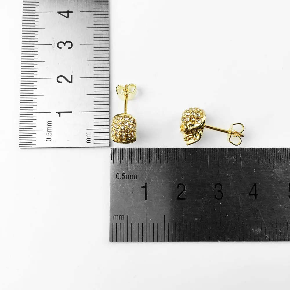 Серьги-гвоздики золотого цвета с черепом для женщин и мужчин в стиле панк Томаса