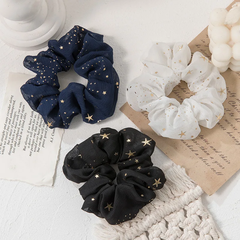 

2021 New Fashion Star Tie Ponytail Streamer Rubber Band Elastic Hair Bands for Women Girl Accessories Headwear