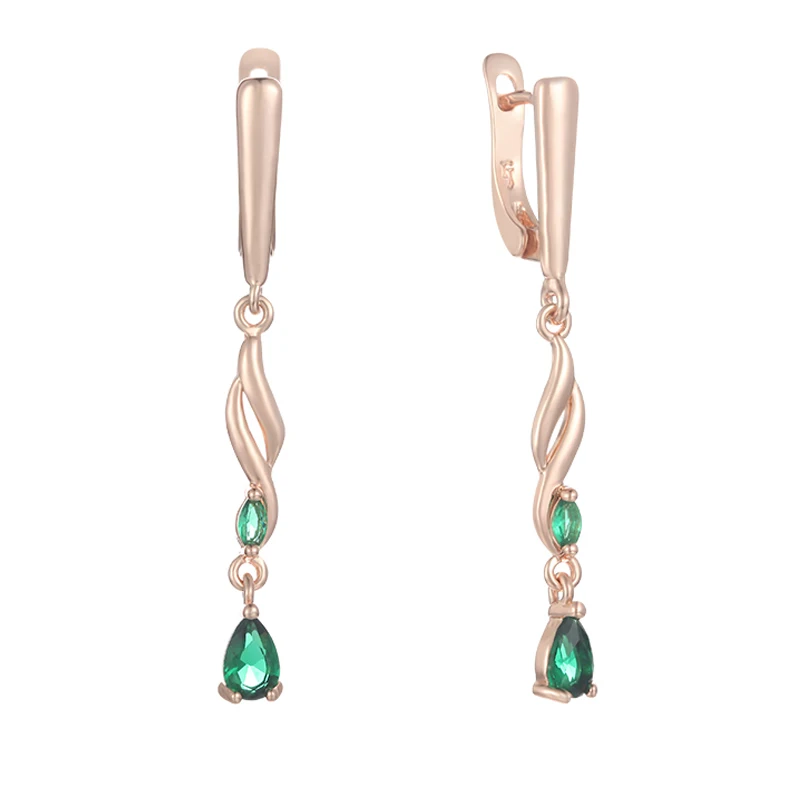 Женские длинные серьги подвески с фианитами цвет золото 585|Серьги-подвески| |