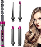 hair curling iron 5 in 1 hair curling wand set 19 32mm instant heating up barrels hair roller with lcd temperature adjustment