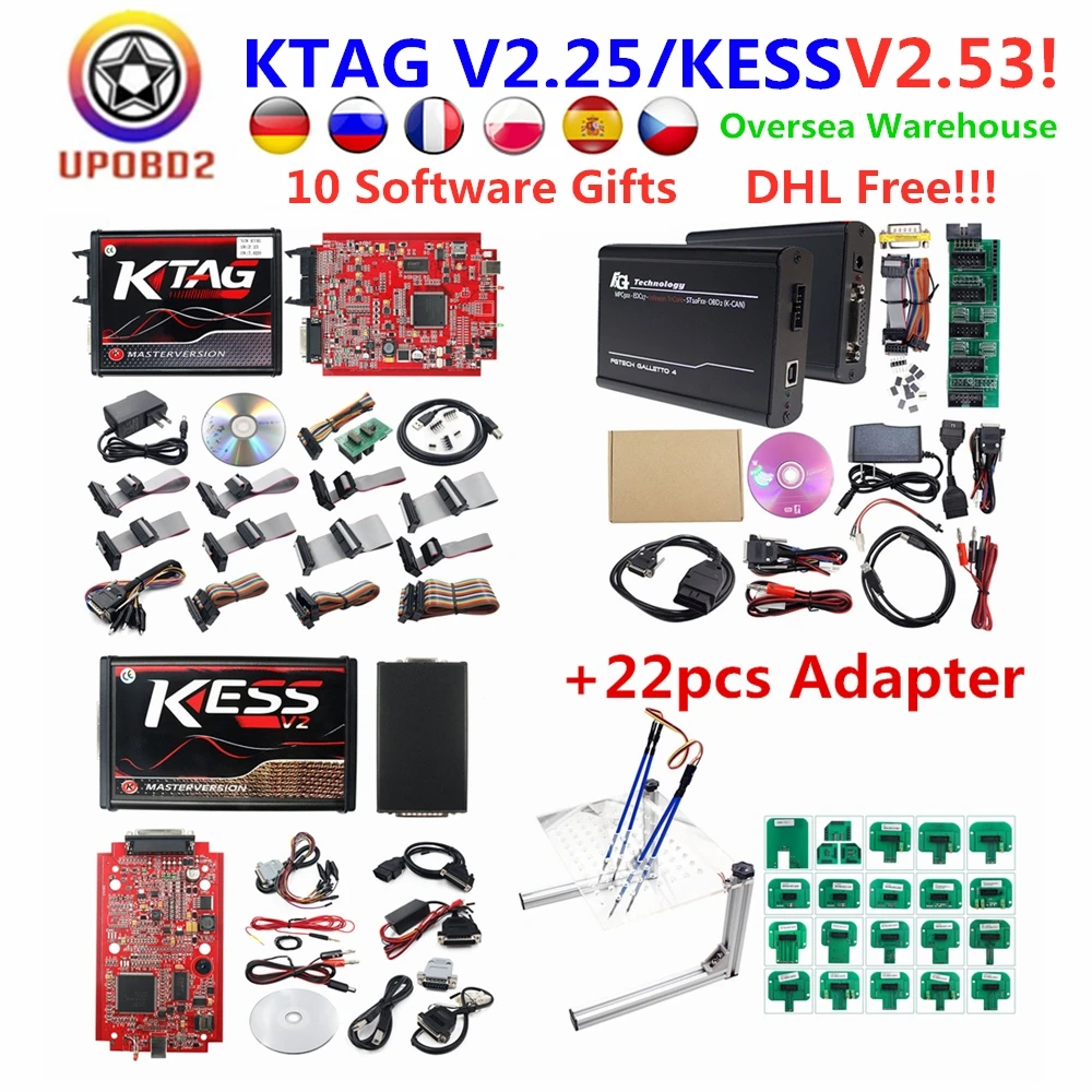 Онлайн V2.53 Kess v2 V5.017 K TAG K-TAG V7.020 V2.25 Fgtech 0475 светодиодный BDM Рамка 22 шт. адаптер ECU чип тюнинг набор инструментов KESS KTAG