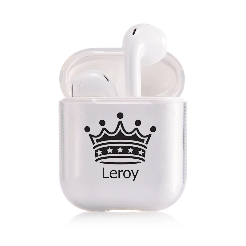 I201166 Милое воздушное стручки чехол для Apple airpods Чехол класса люкс King queen Корона Bluetooth наушники чехол для Airpods 2 прозрачный жесткий поликарбонатный чехол - Цвет: I201166