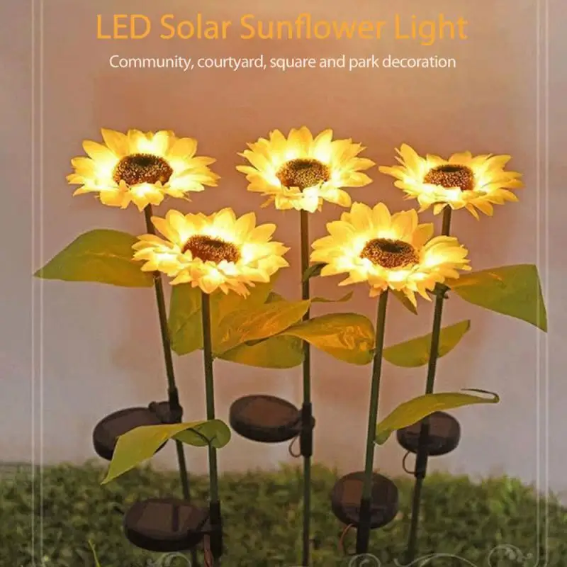 

Solar Flower Light Garden Outdoor LED Sunflower Light Waterproof Landscape Lawn Lamps Solar Power Garden Yard Path Decoration