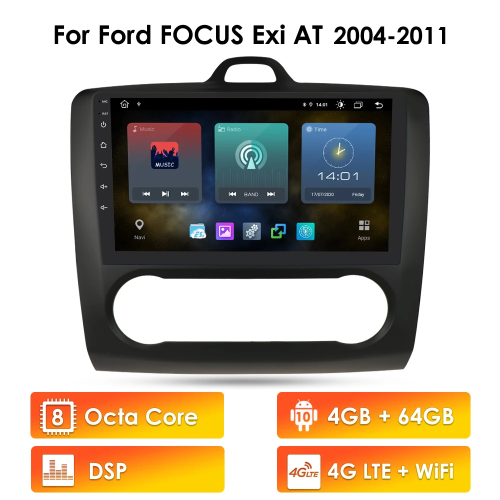 android 10 car radio player for ford focus exi at mk2 2 3 2004 2011 multimedia car stereo player gps navigation 2 din 4g lte free global shipping