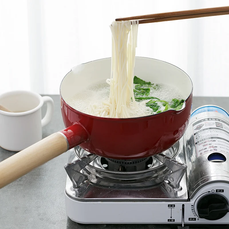 Толстая эмалированная кастрюля для молока с одной ручкой супа детского питания