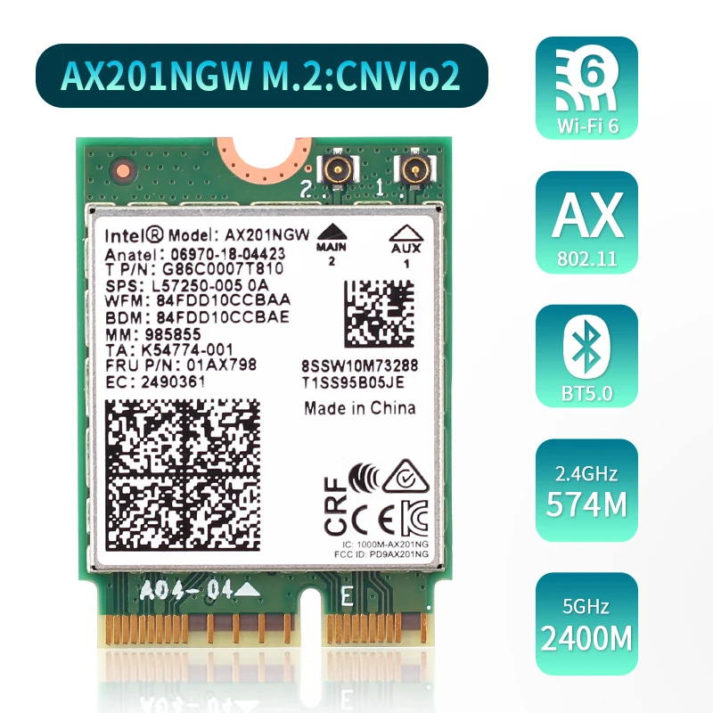 Двухдиапазонный беспроводной адаптер 2 4 Гбит/с для Intel AX201 AX201NGW NGFF Key E M.2 ГГц/5 ГГц