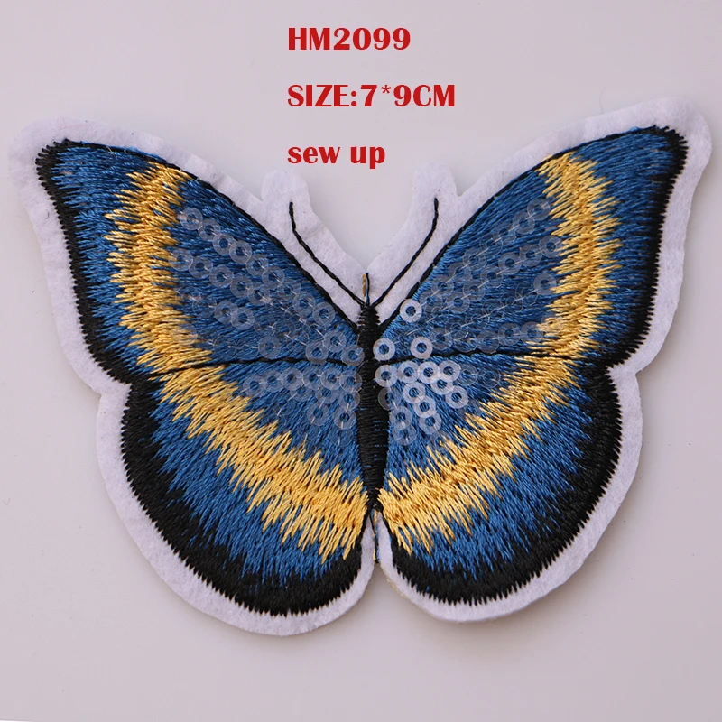 Мультяшные декоративные блестки патчи Бабочка бисер значок вышитая аппликация