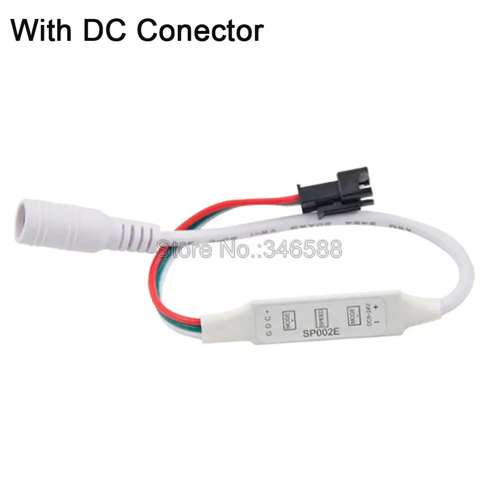 DC Plug Connector DC5V-24V светодиодный контроллер SP002E с 3 кнопками, мини-контроллер пикселей, провод постоянного тока, USB интерфейс, 600 пикселей, для WS2812B, WS2811, светодиодный светильник - Цвет: DC Plug Connector