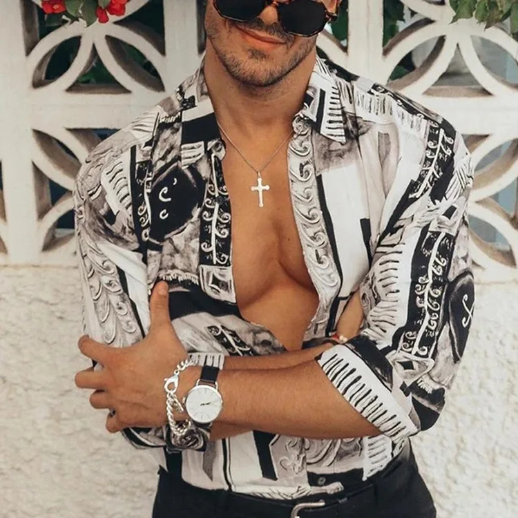 

Digital printing shirt casual business men's shirt long sleeve trendy men