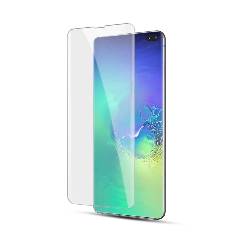 УФ жидкое изогнутое закаленное стекло с полным клеем для Galaxy S10 Plus поддержка