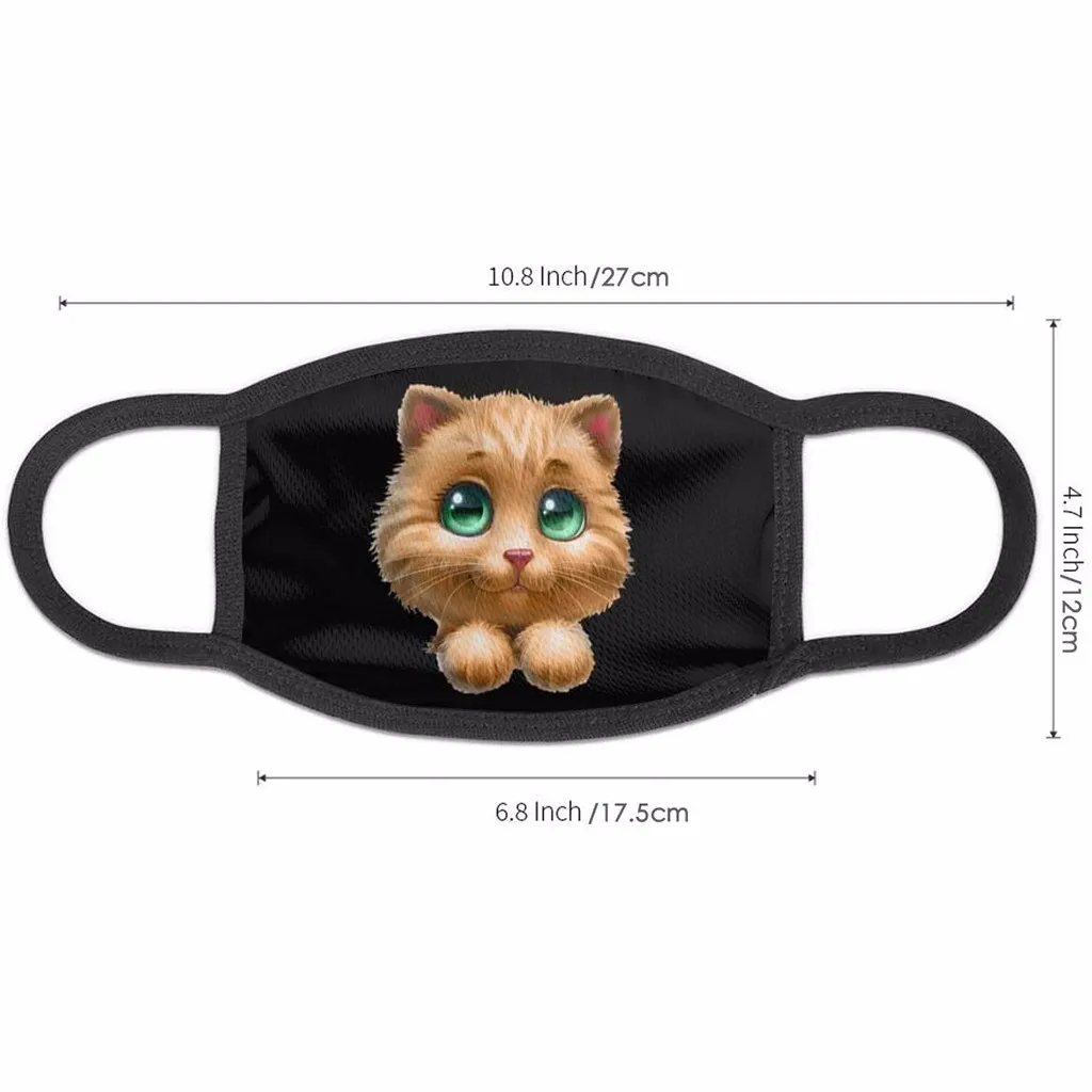 Маска для лица милый кот 3d печать рот моющиеся регулируемые бейсболки Mondkapjes Wasbaar
