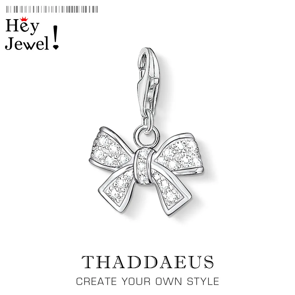 

Bow Knot 925 Sterling Silver Charm Trendy Women Gift fit DIY Europe Bracelet Necklace Beautiful Messenger of White CZ Jewelry