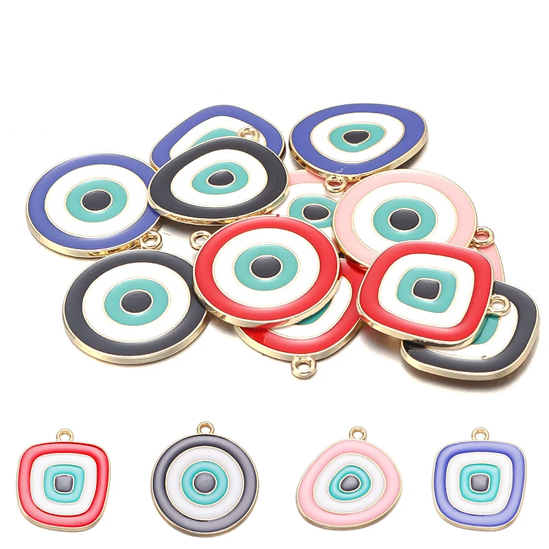 

10pcs Alloy Glazed Abnormal Eye Charms Pendant Gold Frame Round/Square For DIY Jewelry Making Accessories