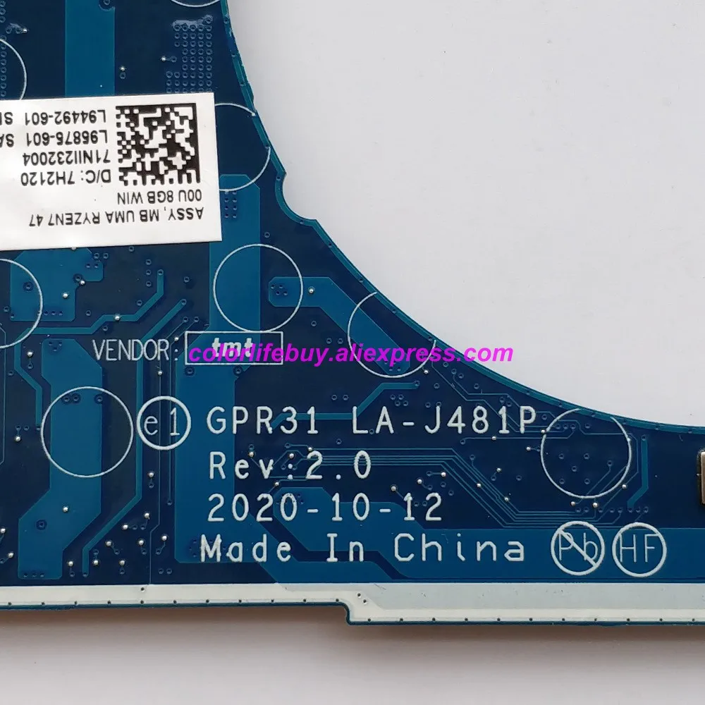 genuine l94492 601 l94492 001 gpr31 la j481p w ryzen7 4700u cpu 8gb ram motherboard for hp envy x360 13 ay laptop notebook pc free global shipping