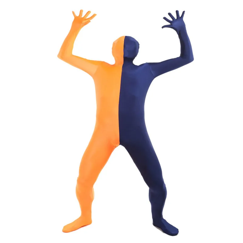 Комбинезон Zentai из лайкры в стиле пэчворк цветной облегающий костюм для Хэллоуина