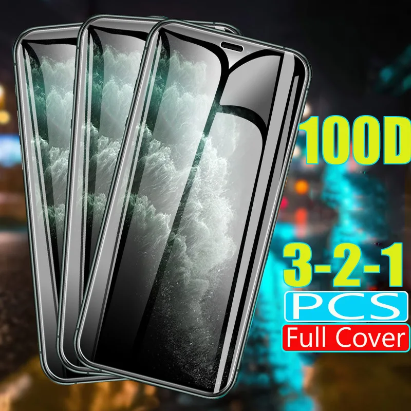 Защитное стекло закаленное 100D для IPhone XS 11 Pro Max X XR 8 7 6 6S Plus | Мобильные телефоны и