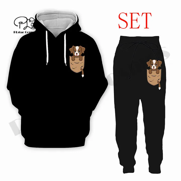

PLstar Cosmos 3Dprinted Newest Cute Dog Puppy Pocket Cartoon Set Art Funny Premium Unisex Casual Pants Hoodies/Sweatpants Style4