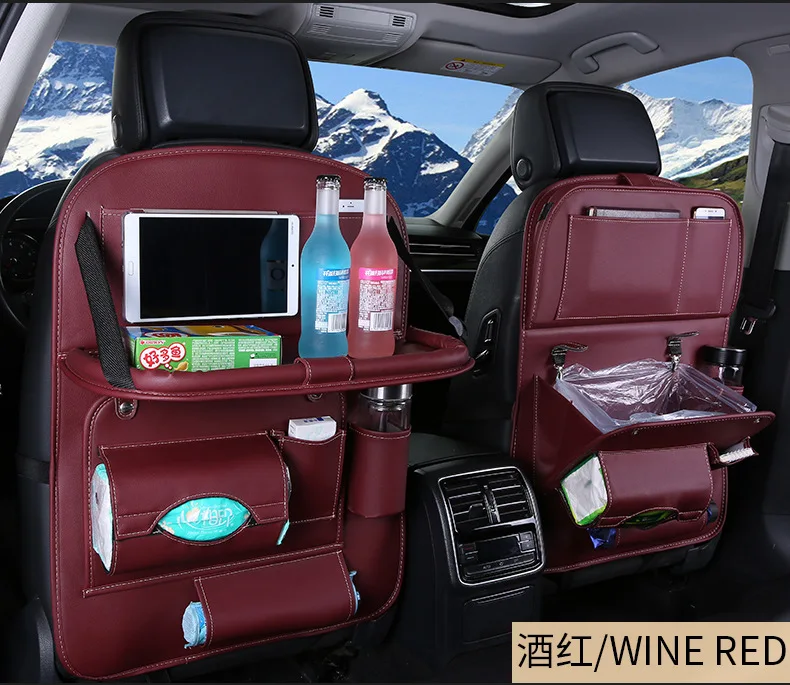 Wind Red 1 piece Автокресло Органайзер из искусственной кожи авто сумка для хранения на спинку сиденья многоцелевой контейнер чашка iPad держатель для телефона Srorage решения - Название цвета: Wind Red 1 piece