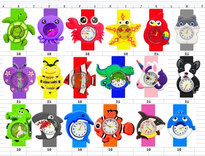 

725 шт., детские часы для мальчиков и девочек